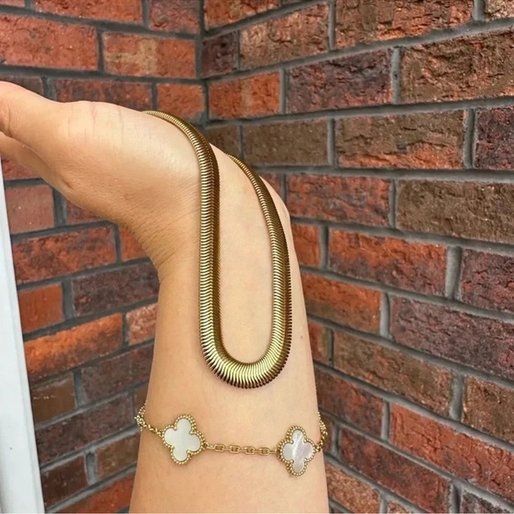 Anthropologie Snake Chain 18k Gold Plated Stainless Steel Waterproof Necklace - Picture 2 of 7